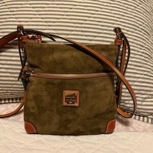 Dooney & Bourke Suede Letter Carrier Crossbody Bag EUC